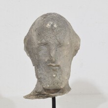 Small carved stone baroque head of a Saint, France circa 1750