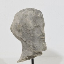 Small carved stone baroque head of a Saint, France circa 1750