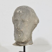 Small carved stone baroque head of a Saint, France circa 1750