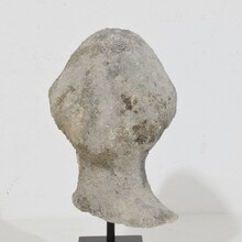 Small carved stone baroque head of a Saint, France circa 1750