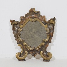 Small handcarved silver gilt baroque mirror, Italy circa 1750