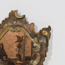 Small handcarved silver gilt baroque mirror, Italy circa 1750