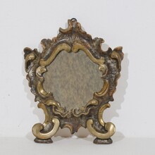 Small handcarved silver gilt baroque mirror, Italy circa 1750