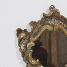 Small handcarved silver gilt baroque mirror, Italy circa 1750