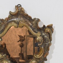 Small handcarved silver gilt baroque mirror, Italy circa 1750