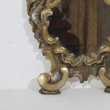 Small handcarved silver gilt baroque mirror, Italy circa 1750