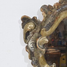 Small handcarved silver gilt baroque mirror, Italy circa 1750