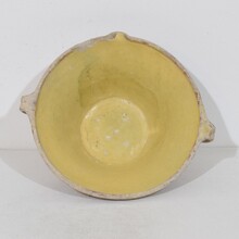 Small yellow glazed terracotta dairy bowl or tian, France circa 1850