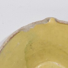 Small yellow glazed terracotta dairy bowl or tian, France circa 1850