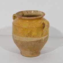 Small yellow glazed ceramic confit jar, France circa 1850-1900