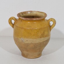 Small yellow glazed ceramic confit jar, France circa 1850-1900