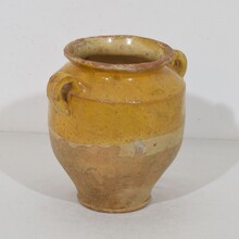 Small yellow glazed ceramic confit jar, France circa 1850-1900