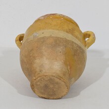 Small yellow glazed ceramic confit jar, France circa 1850-1900