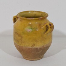 Small yellow glazed ceramic confit jar, France circa 1850-1900