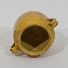 Small yellow glazed ceramic confit jar, France circa 1850-1900