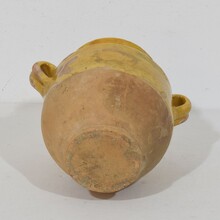 Small yellow glazed ceramic confit jar, France circa 1850-1900