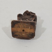 Small hand carved lion sculpture with coat of arms, France circa 1650-1750