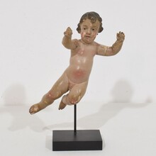 Small carved wooden baroque angel, Italy circa 1700-1750