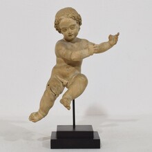 Small hand carved wooden baroque angel, Italy circa 1750