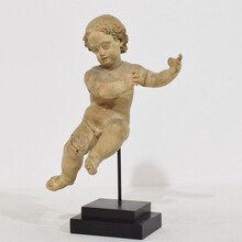 Small hand carved wooden baroque angel, Italy circa 1750