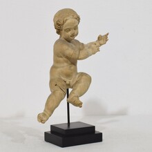 Small hand carved wooden baroque angel, Italy circa 1750