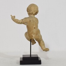 Small hand carved wooden baroque angel, Italy circa 1750