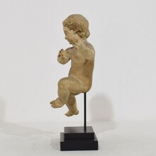 Small hand carved wooden baroque angel, Italy circa 1750