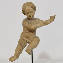 Small hand carved wooden baroque angel, Italy circa 1750