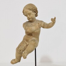 Small hand carved wooden baroque angel, Italy circa 1750