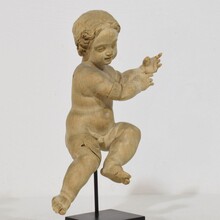 Small hand carved wooden baroque angel, Italy circa 1750