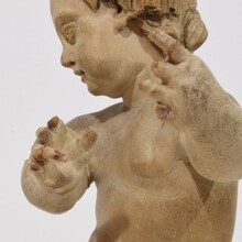 Small hand carved wooden baroque angel, Italy circa 1750