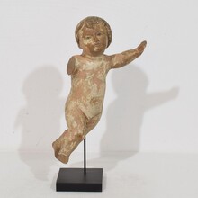 Small hand carved baroque angel fragment, Italy circa 1750