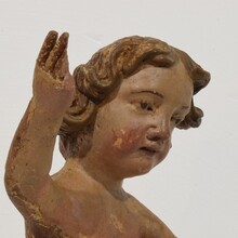 Hand carved wooden baroque angel figure, Spain circa 1650-1750