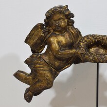 Carved wooden baroque angel fragment, Spain circa 1700-1750