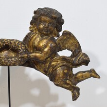 Carved wooden baroque angel fragment, Spain circa 1700-1750