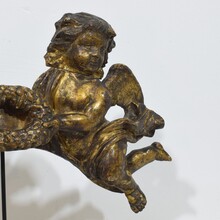 Carved wooden baroque angel fragment, Spain circa 1700-1750