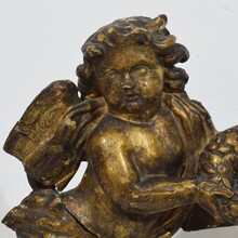 Carved wooden baroque angel fragment, Spain circa 1700-1750