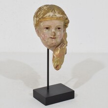 Hand carved winged angel head, Spain circa 1900-1920