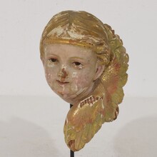 Hand carved winged angel head, Spain circa 1900-1920