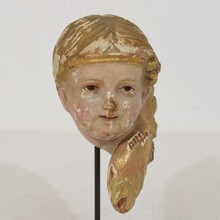Hand carved winged angel head, Spain circa 1900-1920