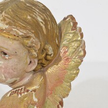 Hand carved winged angel head, Spain circa 1900-1920