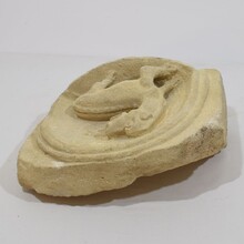 Medieval carved stone fragment depicting a dragon/ mythical figure, Spain circa 1250-1450